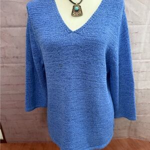 August Silk Blue V-Neck Sweater